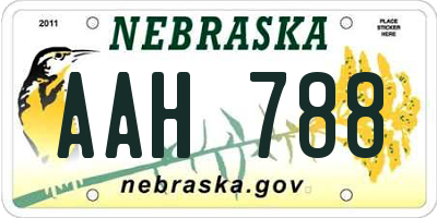 NE license plate AAH788