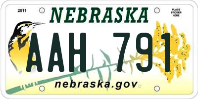 NE license plate AAH791