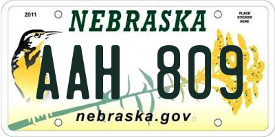 NE license plate AAH809