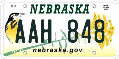 NE license plate AAH848