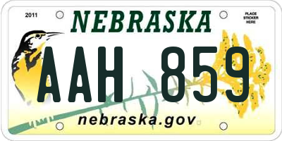 NE license plate AAH859