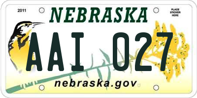 NE license plate AAI027