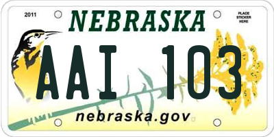 NE license plate AAI103