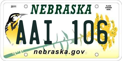 NE license plate AAI106