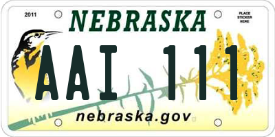 NE license plate AAI111