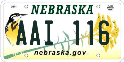 NE license plate AAI116