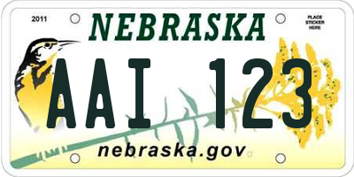 NE license plate AAI123