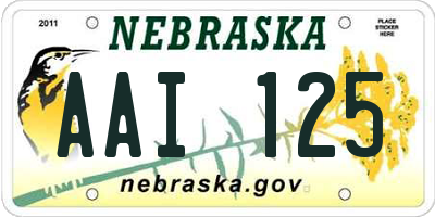 NE license plate AAI125