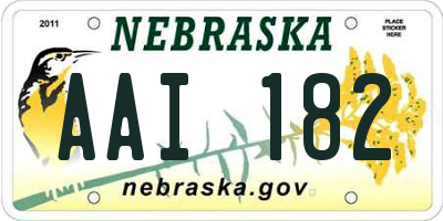 NE license plate AAI182