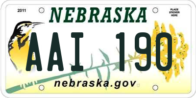 NE license plate AAI190