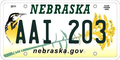 NE license plate AAI203