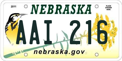 NE license plate AAI216