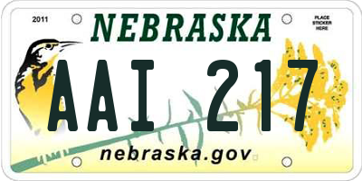 NE license plate AAI217