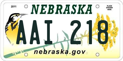 NE license plate AAI218