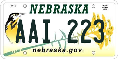 NE license plate AAI223