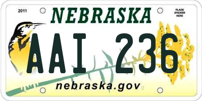 NE license plate AAI236