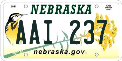 NE license plate AAI237