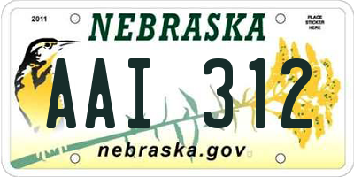 NE license plate AAI312