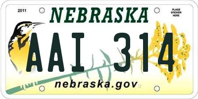 NE license plate AAI314