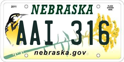 NE license plate AAI316