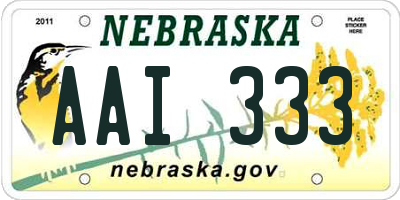 NE license plate AAI333