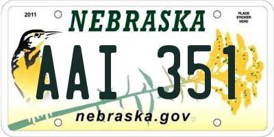 NE license plate AAI351