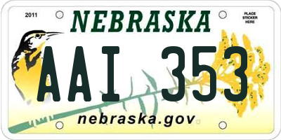 NE license plate AAI353