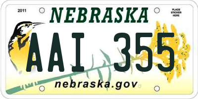 NE license plate AAI355