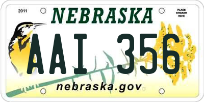 NE license plate AAI356