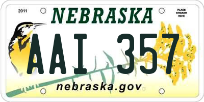 NE license plate AAI357