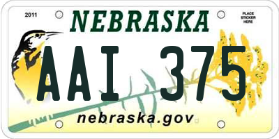 NE license plate AAI375