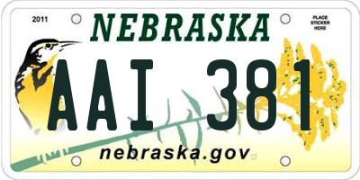 NE license plate AAI381