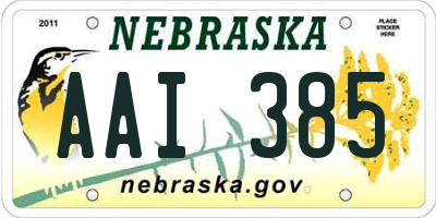 NE license plate AAI385