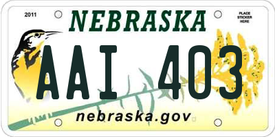 NE license plate AAI403