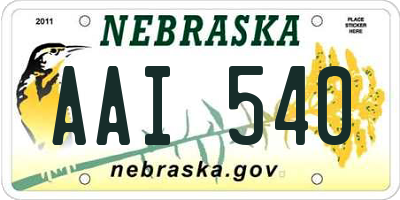 NE license plate AAI540