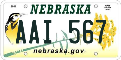 NE license plate AAI567