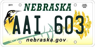 NE license plate AAI603