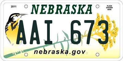 NE license plate AAI673