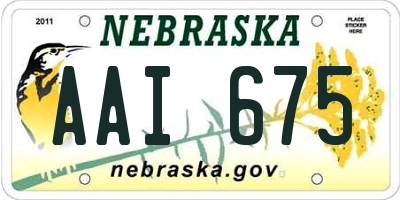 NE license plate AAI675