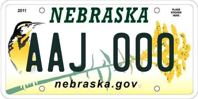 NE license plate AAJ000