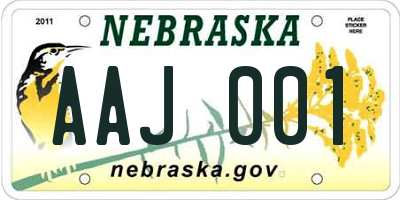 NE license plate AAJ001