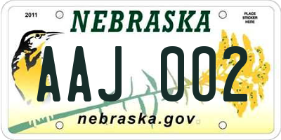 NE license plate AAJ002