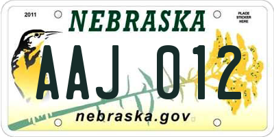 NE license plate AAJ012