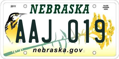 NE license plate AAJ019