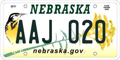 NE license plate AAJ020