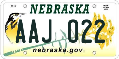 NE license plate AAJ022