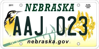 NE license plate AAJ023