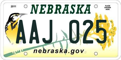 NE license plate AAJ025