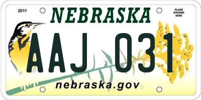 NE license plate AAJ031