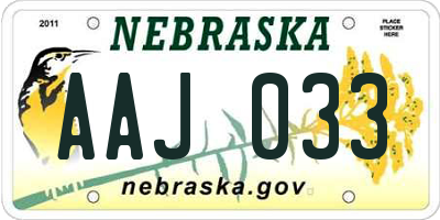 NE license plate AAJ033